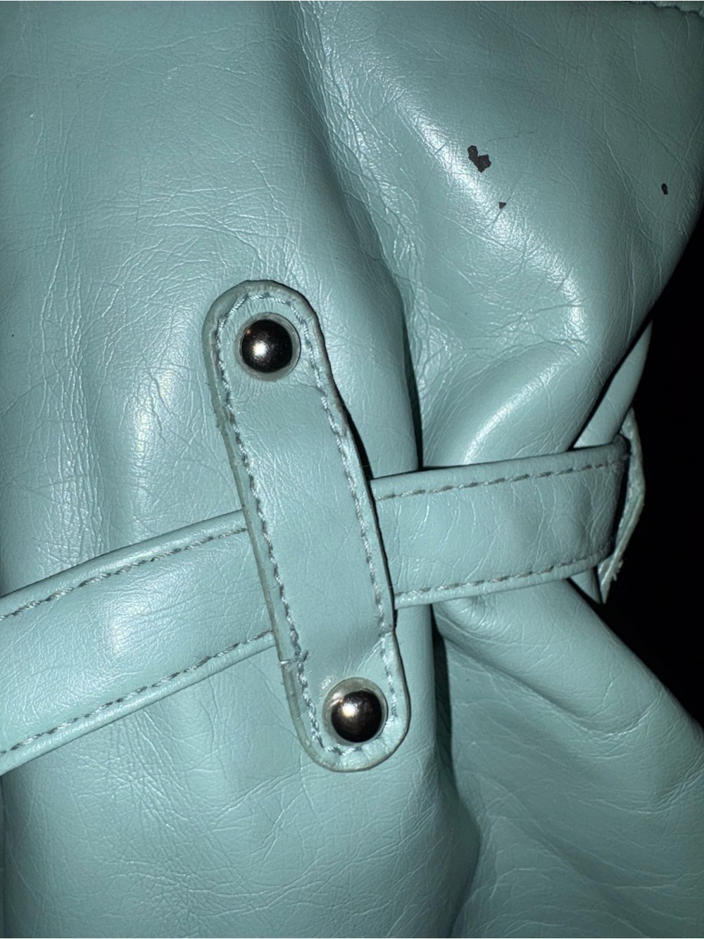 Necessary Objects Mint Blue Shoulder Tote with Belted Front - Picture 6 of 6